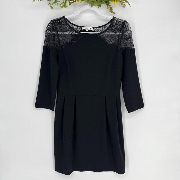 Sandro Paris Black Lace Sheath Dress Elegant Cocktail Size 2 Holiday Dress - Picture 4 of 10